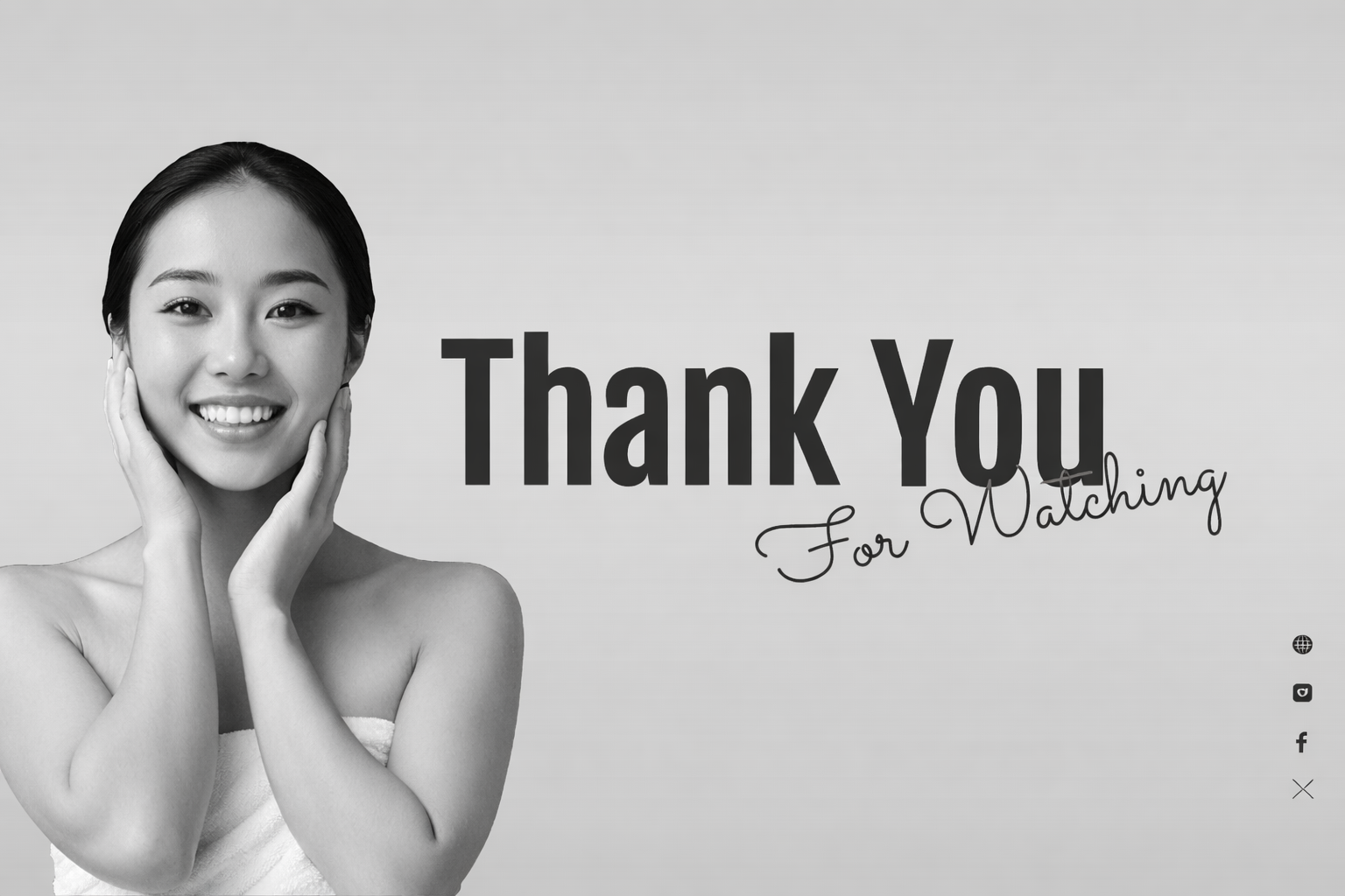 Woman with hands on face with Thank You For Watching